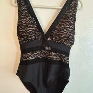 Black Lace One-Piece Swimsuit